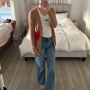 Scotch & Soda Tan & Red Cardigan with Heart Detail, Size XS